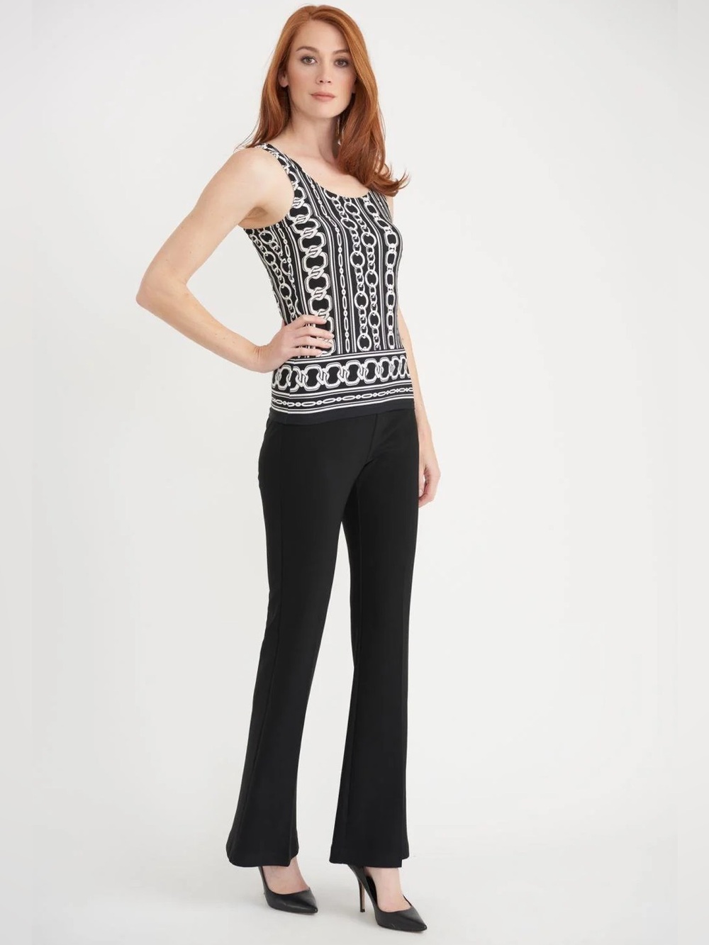 Joseph Ribkoff Cami Style 203323 Chainlink Pattern Black & Grey